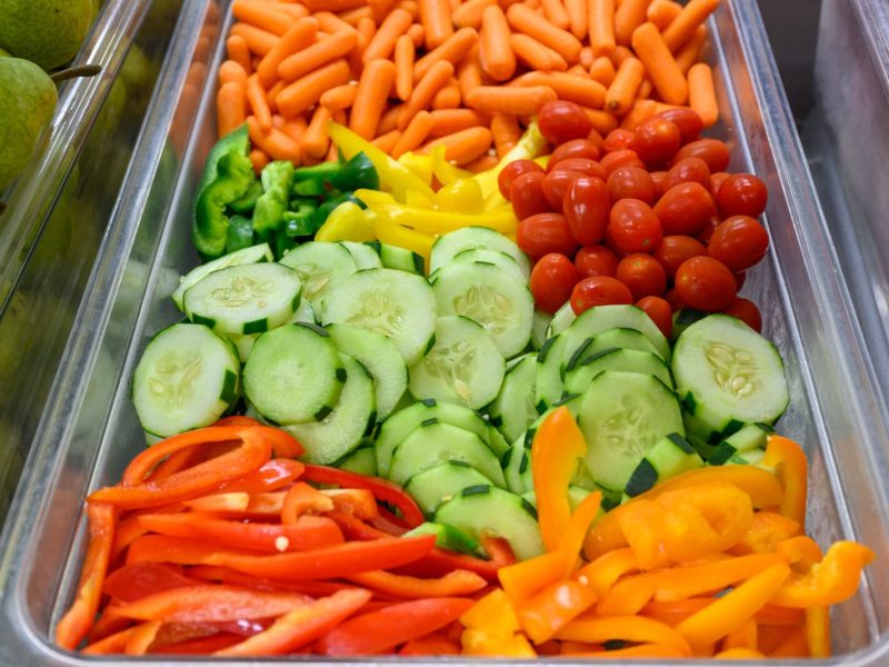 Michigan produce at the lunch counter at George Long Elementary School in Grass Lake.