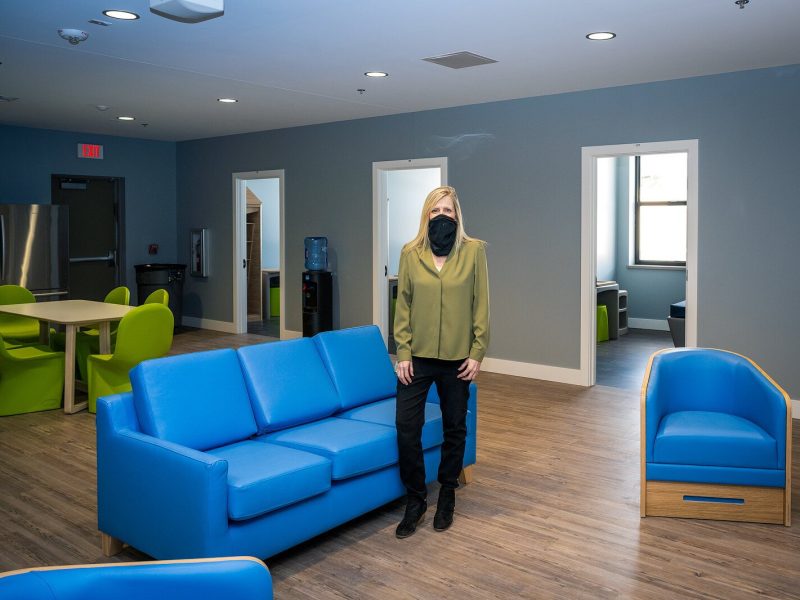 Maribeth Leonard in the crisis residential services unit at LifeWays Community Mental Health's new mental health crisis service center, funded by Jackson County's mental health millage.