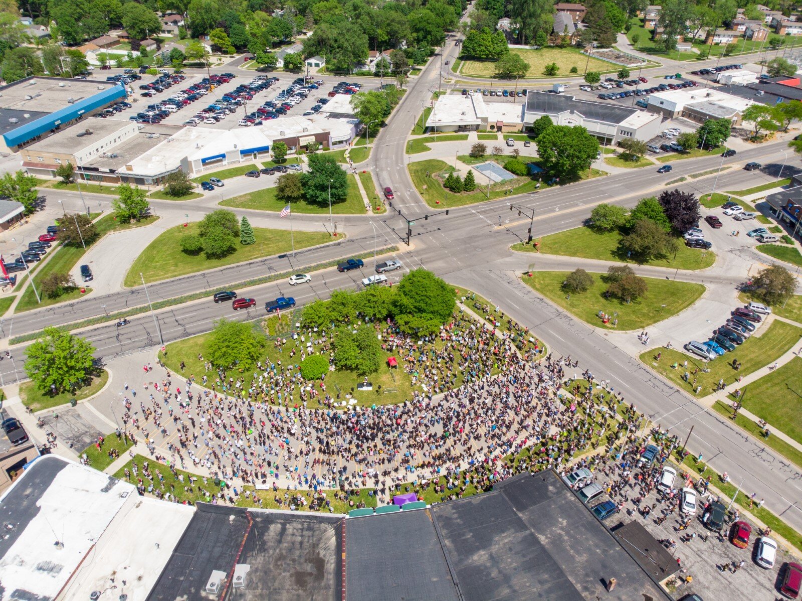 An aerial shot of the crowd gathered at the Circle on June 7.