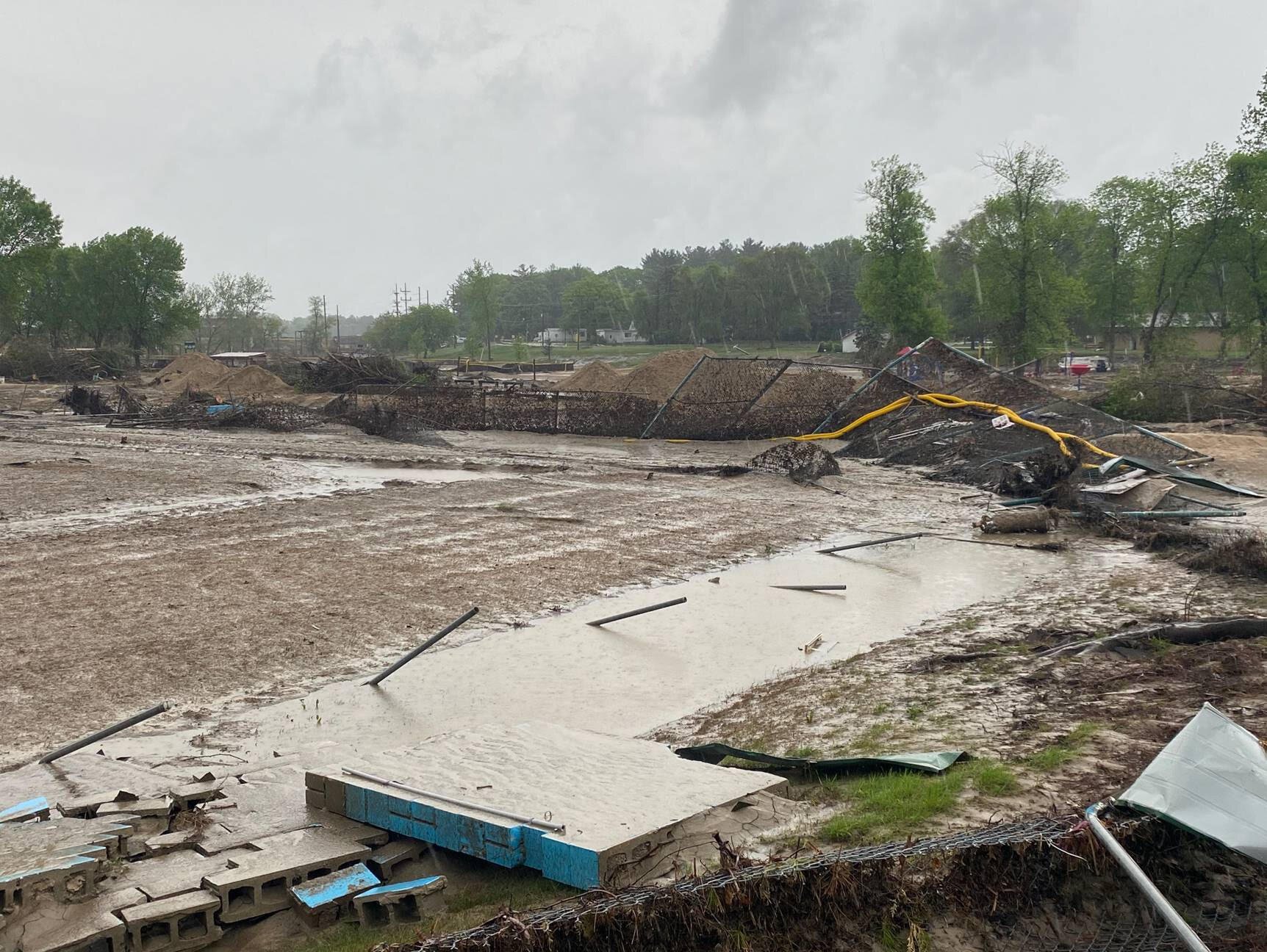 Devastating flood damage of park before rebuild.