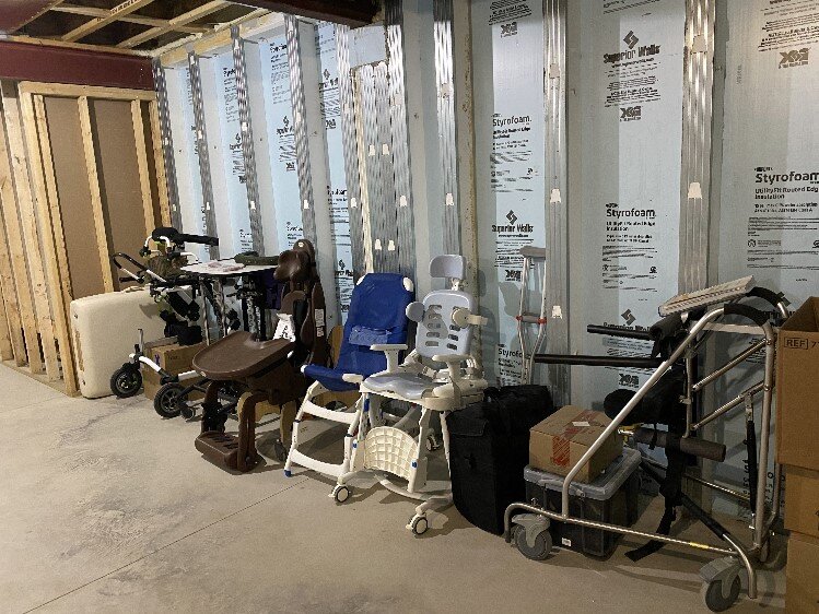 Pediatric equipment available at 1in6 Exchange. "We are happy to receive donations of other items from families whose children outgrow their pediatric durable medical equipment and devices."