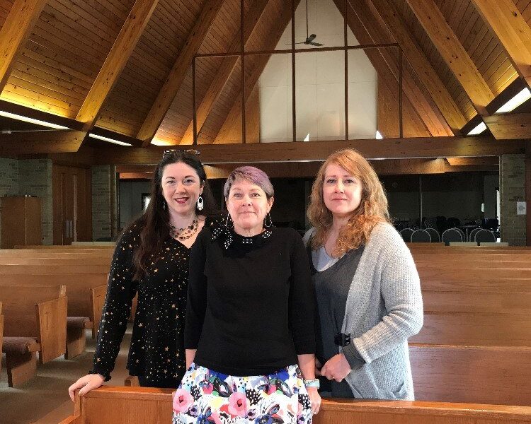 Creative 360: Laura Brigham - Public Relations Coordinator, Laura Vosejpka - Executive Director, Colleen Reed - Curator and Program Director in new location.