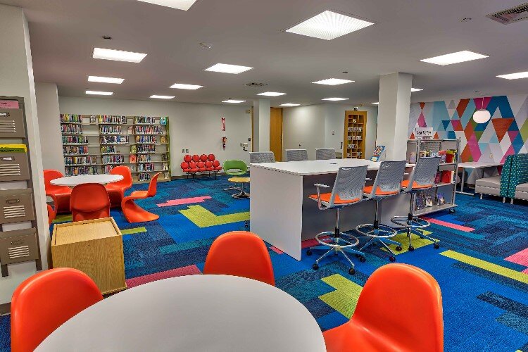 Youth Services on the lower level of the Grace A. Dow Memorial Library