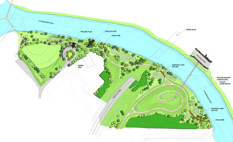 Drawing for the Riverfront Restoration Project in downtown Midland