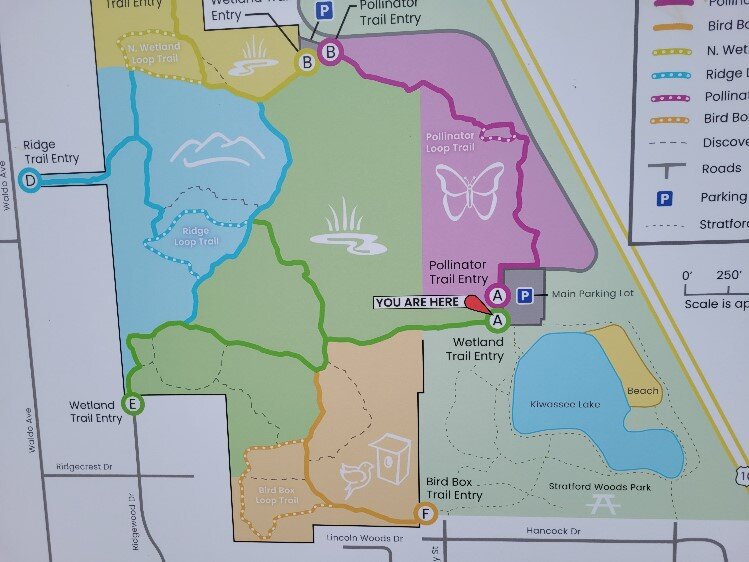 There are signs and guide panels scattered throughout Eagle Ridge.