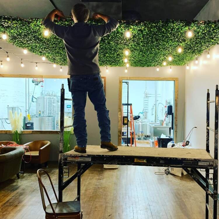 The crew has been working to transform the old music shop space into a taproom.