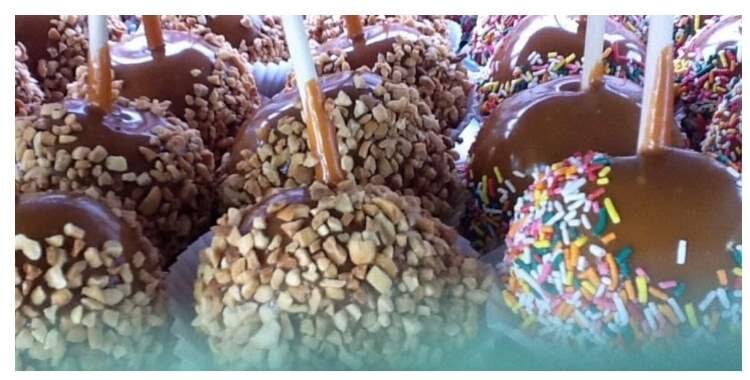 Caramel apples are one of the unique food choices at the fair.