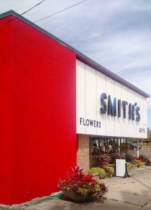 Smith's Flowers now sports a bright red and white exterior.