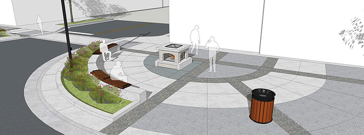 Rendering of fire pit area. Courtesy Midland Community Foundation.