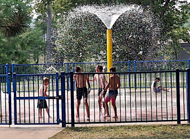 The splash pad was a favorite way to cool down during River Days.