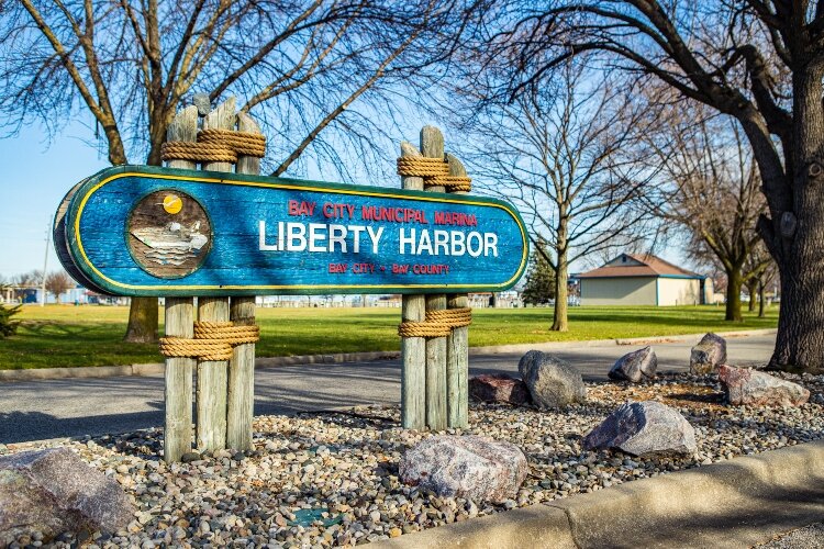 Liberty Harbor Marina stands on the site of the Saginaw & McGraw Company sawmill.