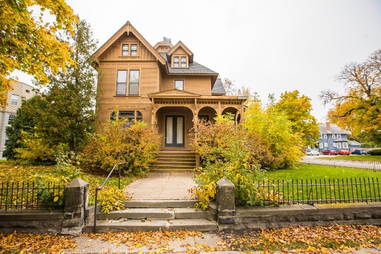 This 5,000-square-foot home at 1400 Center Ave. was built in 1887 for Frederick W. and Bessie Bradley. From the sidewalk, walkers can admire the intricate detail on the porch of this Victorian home.