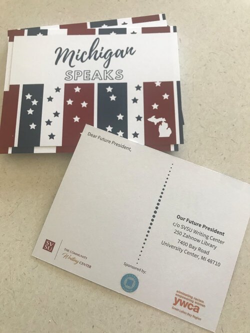 If you’ve got something to say to the president, stop by the Bay County Library System and fill out a postcard before Dec. 15. The SVSU Writing Center will mail them on Jan. 20, which is the 2021 Inauguration Day.