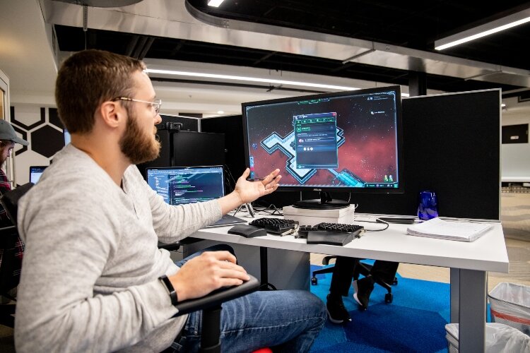 In the beginning, Millershaski worked from home. But when the pandemic kept his young children home, he sought out a quiet space inside City Office in Downtown Bay City.