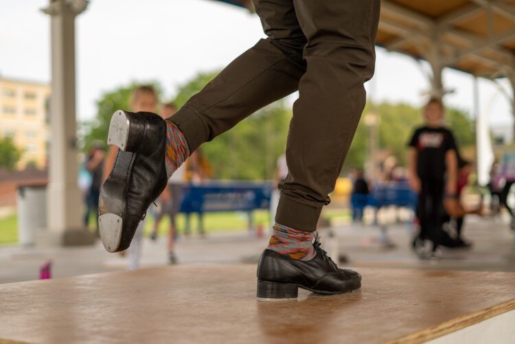 VanDenBoom taught part of one classic tap dance move, known as the Tap Shim Sham. The routine is known as the national anthem of tap dancing.