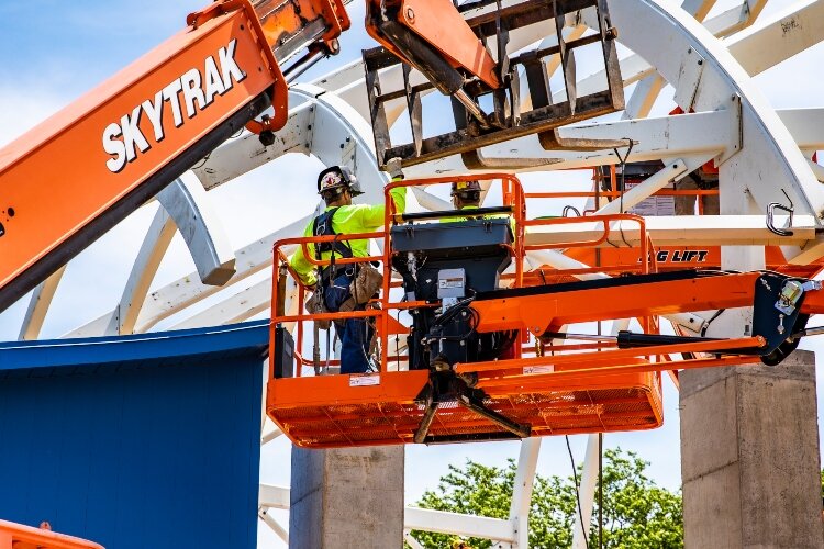 Construction on the World Friendship Shell in Downtown Bay City’s Wenonah Park is nearing completion.