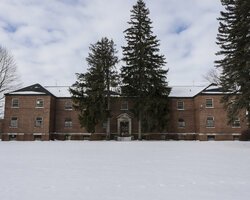 One of the remaining buildings standing at the site of the Mt. Pleasant Indian Industrial Boarding School