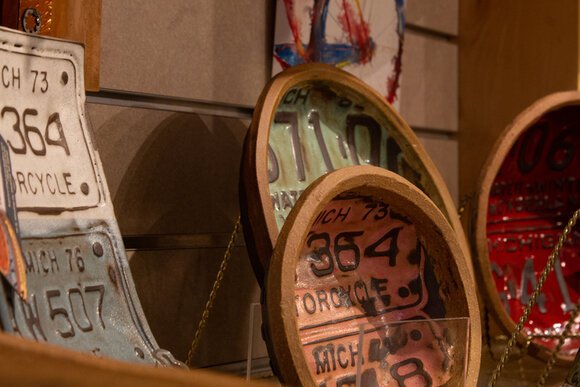 Kathryn Space works with license plates to create one-of-a-kind pottery.