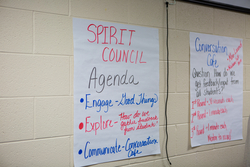 Students and teachers work together to come up with the best plan for gathering information about concerns at the Auburn high school.