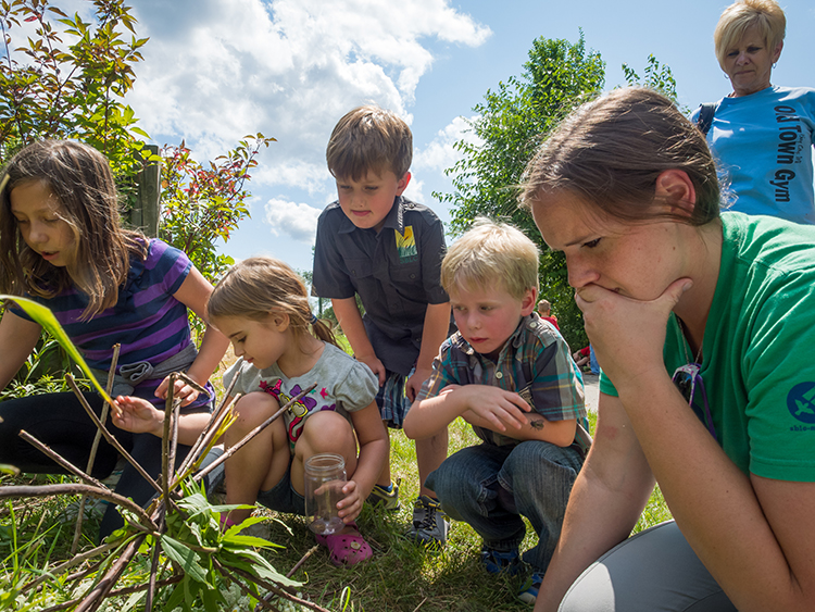 Children problem-solving at Discovery Preserve in Bay City