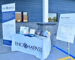 The new 8,000-square-foot Encompass Therapy Center building features large play rooms, therapy rooms, a kitchen, and an on-site playground.