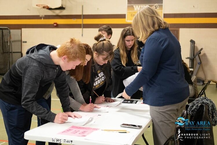 During the game, students were assigned salaries and families, and then visited community volunteers to purchase goods and services.
