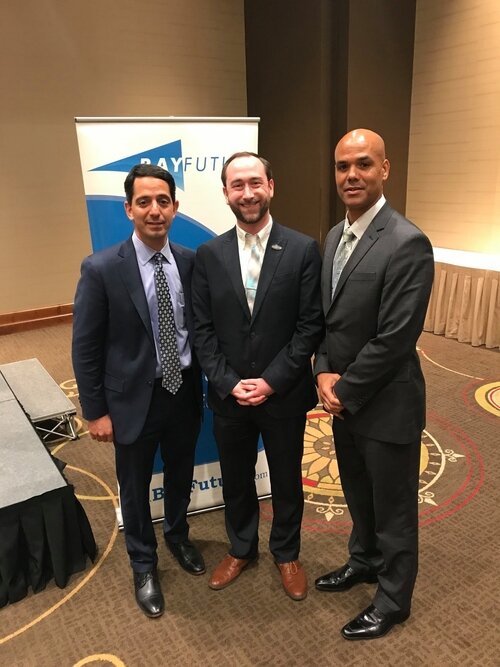 From left, Peter Shaheen, Trevor Keyes, and Clarence Sevillian II are leading a Bay Future campaign to drive Bay County forward.