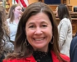 State Sen. Kristen McDonald Rivet, D-Bay City, speaks at the Bay Area Chamber of Commerce 2023 State Legislative Luncheon. (Photo courtesy of Sen. Kristen McDonald Rivet)