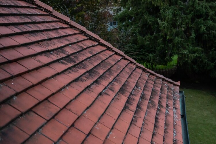 The clay tile roof – with a lifespan of about 300 years – is original to the house, as are the stucco and stone walls outside.