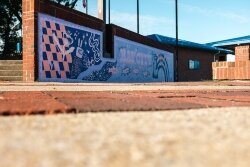 Two decorative brick walls in Wenonah Park became canvases for some of the murals.