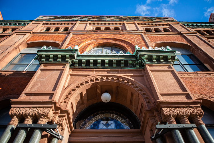 The exterior of the Historic Masonic Temple is distinctive. (Photo Credit: Ashley Brown)