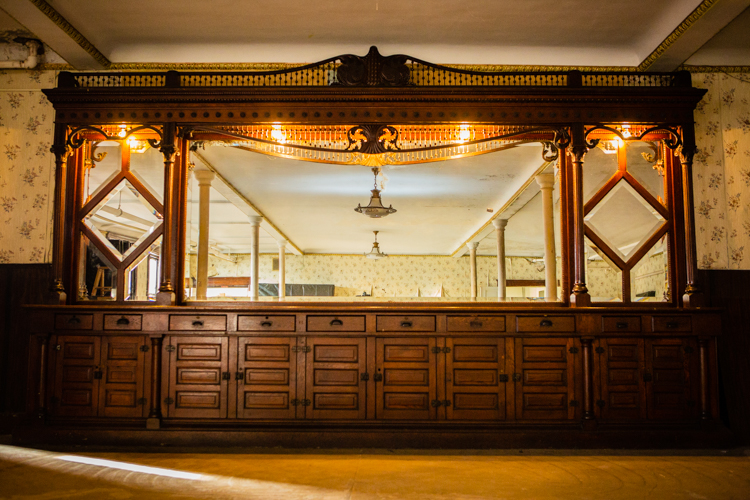 A full bar sits inside the basement of the Historic Masonic Temple. (Photo Credit: Ashley Brown)