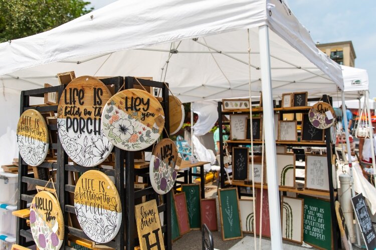 One-of-a-kind home decor drew people into many of the booths.