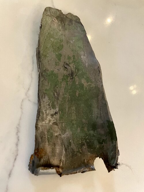 This piece of metal came from a rocket during one of his two tours in Afghanistan.