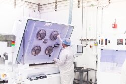 Event staff attached the Presidential Seal to the podium just before President Biden came on stage.