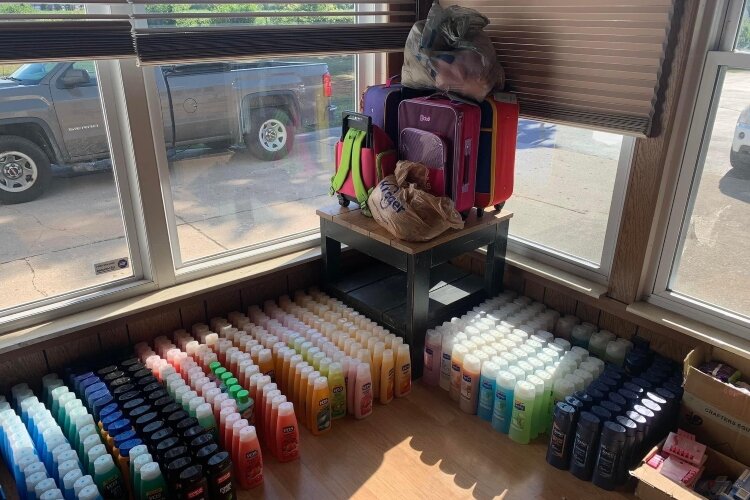 Originally, Wrzesinski hoped to collect enough supplies for about 20 bags.  She ended up making 156 bags. (Photo courtesy of Grace Wrzesinski)