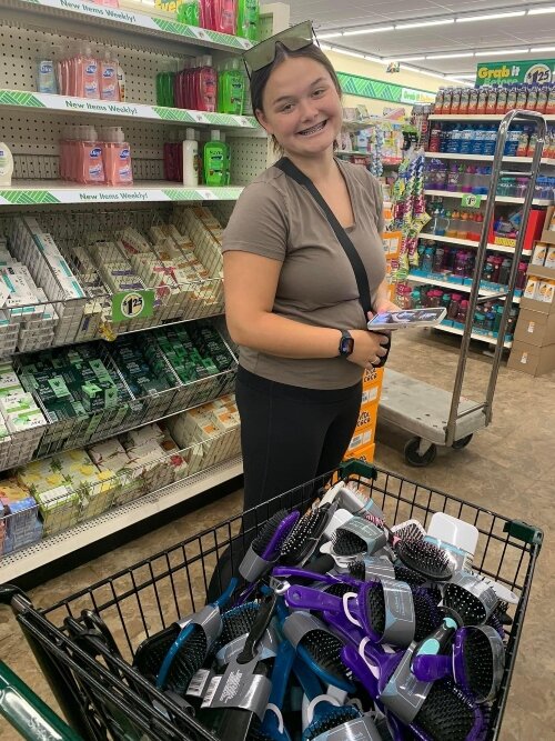 In August, the In The Stars team started gathering supplies to make another round of bags for teens in foster care. Rising prices and product shortages have been a problem, but they've already collected much of what they need. (Photo courtesy of Gra 