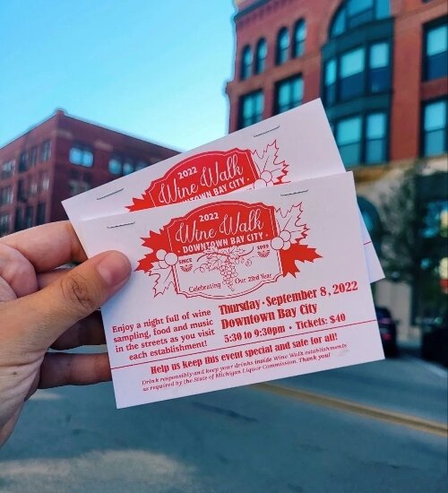 If you love wine, food samples, music, and catching up with friends, then Downtown Bay City's Annual Wine Walk is made for you. Tickets are on sale now for the Thurs., Sept. 8 event.(Photo courtesy of Downtown Bay City)