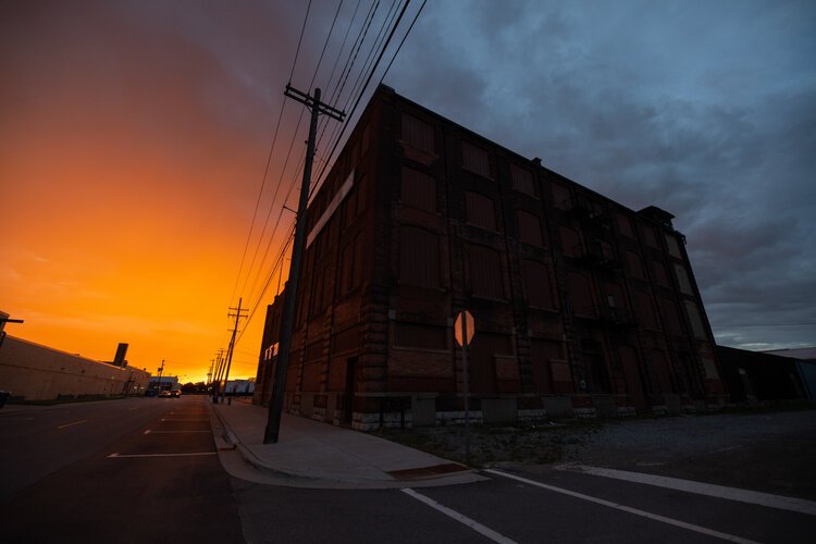 A dramatic sunset beautifies the area every evening. Golden wants to add public art to beautify the area all the time.