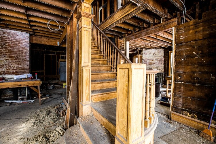 The grand staircase needed much work. (Photo by Kurt Kryszak) 
