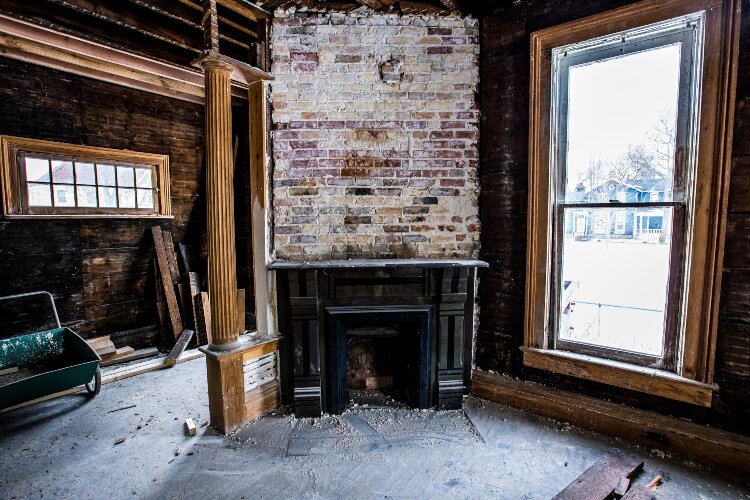 For months, the family removed old plaster lath from the walls at 615 N. Grant St. (Photo by Kurt Kryszak)