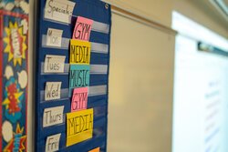 Teachers, such as this one at McAlear-Sawden Elementary, had to get creative to teach during the pandemic.