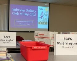 The Bay City Morning Rotary Club spearheaded an effort to create libraries inside kindergarten classrooms. One of the first schools to get the books was MacGregor Elementary.