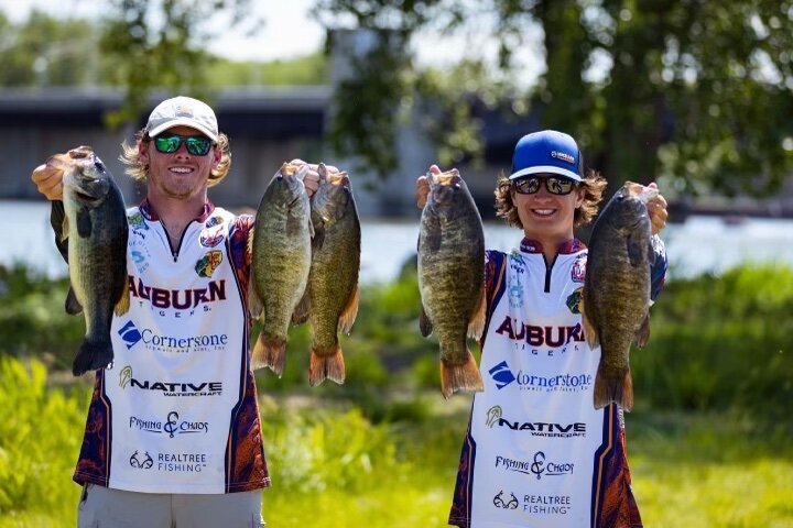 Auburn University's Tucker Smith, left, and Logan Parks took first place June 16-17 in the Carhartt Bassmaster College Series tournament on the Saginaw Bay. A total of 170 two-person teams competed in the national event.