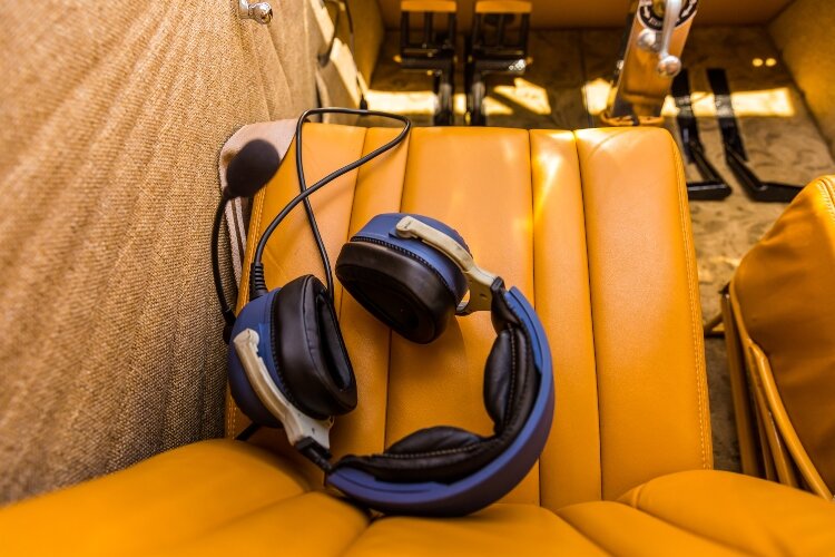 Staudacher used a 'feathered wing' pattern for the stitches on the interior. The featured wing pattern was standard for WACO.