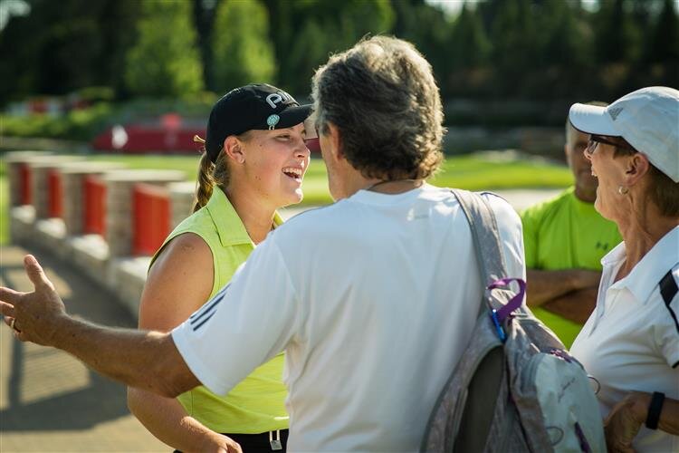 LPGA player Jennifer Kupcho walks off the course with a smile during the 2019 tournament.