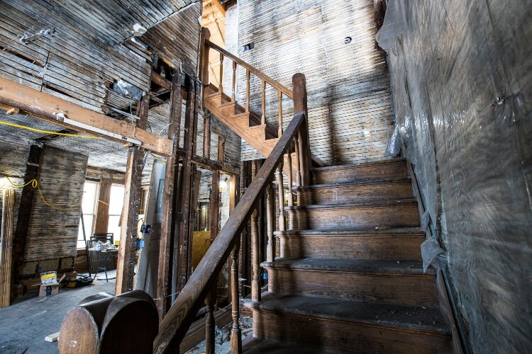 The second floor was gutted down to the studs before the Frosts purchased the property.
