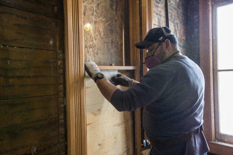 The Frost are preserving the window trim that’s still inside the home and replicating more to keep the home historically accurate.