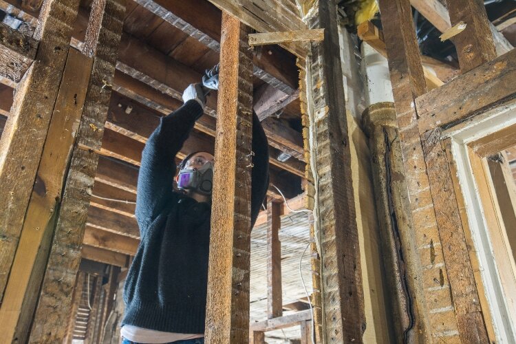 The Frost are preserving the window trim that’s still inside the home and replicating more to keep the home historically accurate.