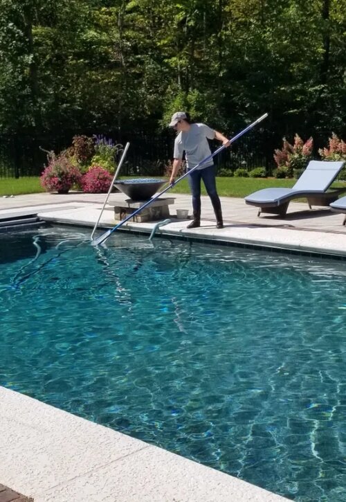 Servicing pools includes opening them in the spring, closing them in the fall, and everything needed in-between.